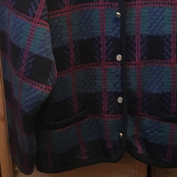 Vintage Tally-Ho Black, Blue, Green & Red Sweater - Picture 4 of 8